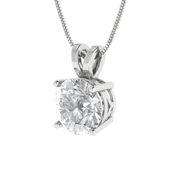 2.5 ct Brilliant Round Cut Solitaire Synthetic Moissanite 14k White Solid Gold Everyday Affordable Designer Necklace Pendant with 16" Chain