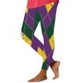 thumbnail image 2 of Mceream Mardi Gras Leggings for Women Tummy Control Glitter Print Stretchy Yoga Pants High Waisted Running Cycling Carnival Legging Tights Festival Outfit Yellow XXL, 2 of 6