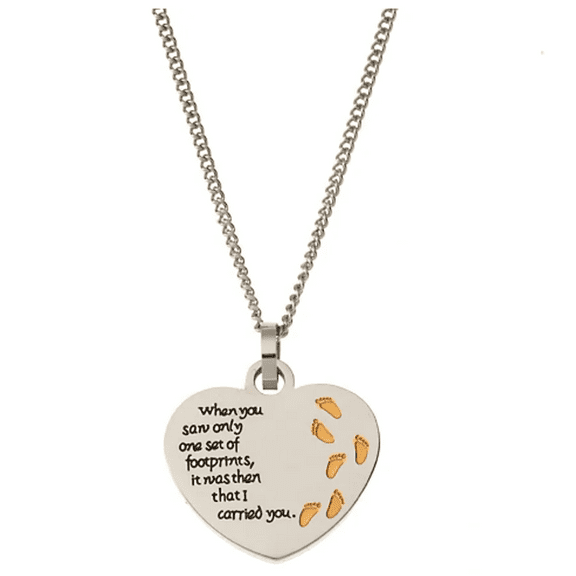 Women When You Saw Only One Set of Foot Prints It Was Then That I Carried You… Footprints in the Sand Pendant Charm Necklace, Religious Necklace
