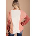 thumbnail image 3 of Women's Apricot Pink Color Block Corded Long Sleeve Top, 3 of 5