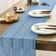 thumbnail image 5 of Boho Table Runner, Macrame Style Ivory Table Runners Farmhouse Woven Home Decor, 12x64 Inch, Blue, 5 of 7