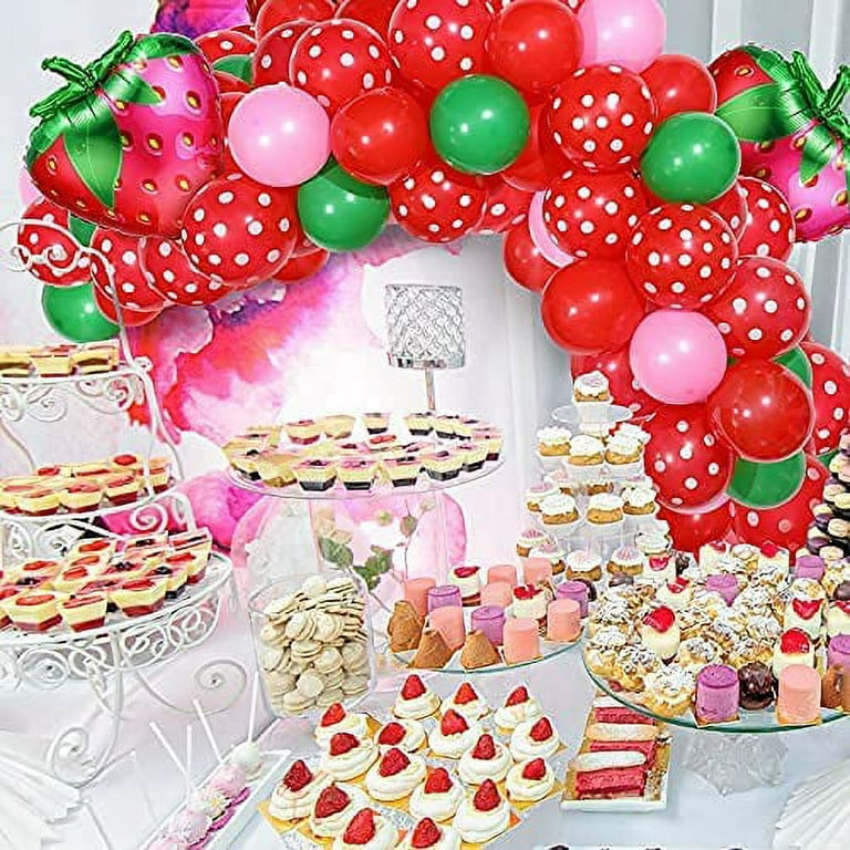 Strawberry Birthday Party Decorations Strawberry Party Balloons Arch  Garland Strawberry Shortcake Decorations (Red, Pink, Green)