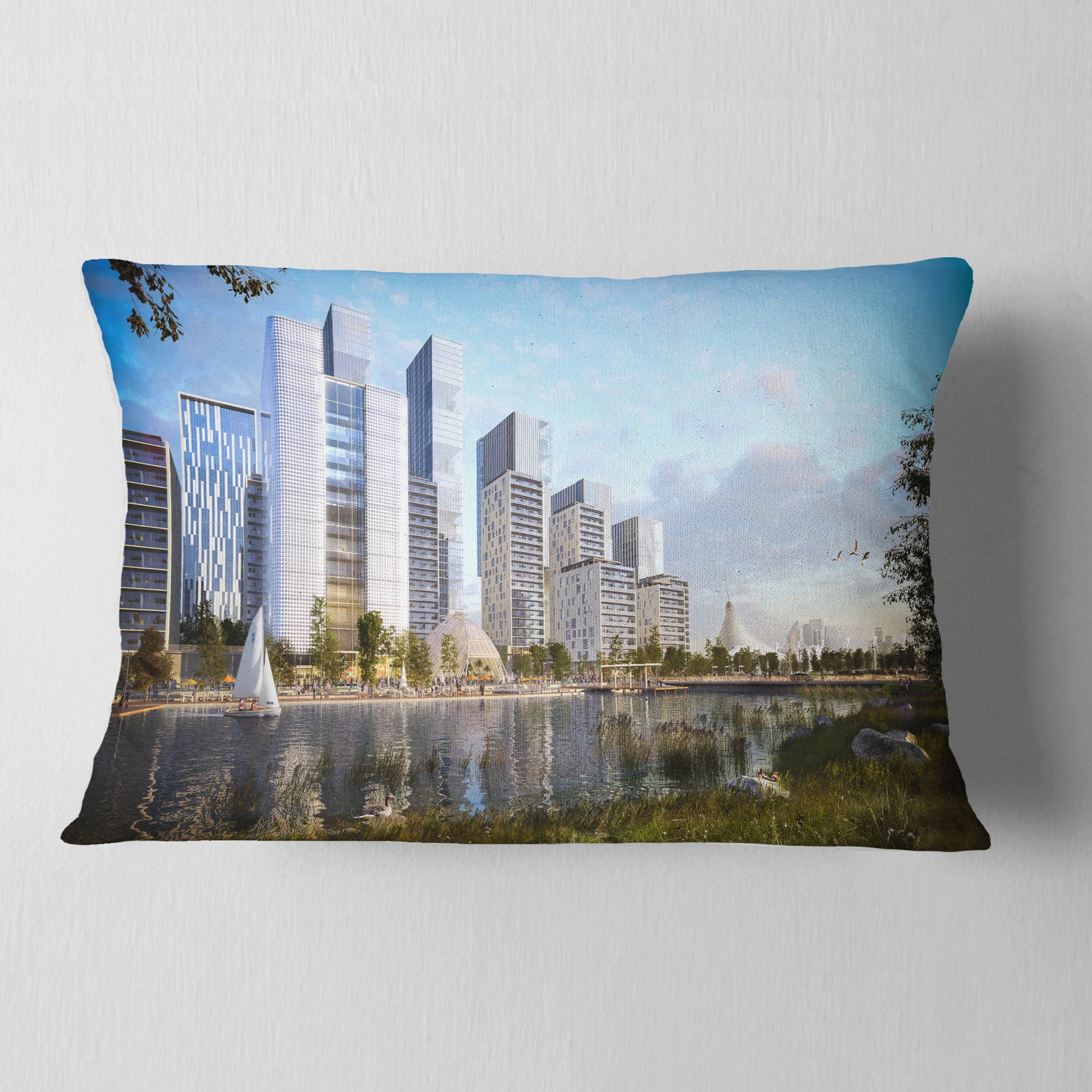 Designart Residential Complex - Cityscape Photography Throw Pillow - 12x20
