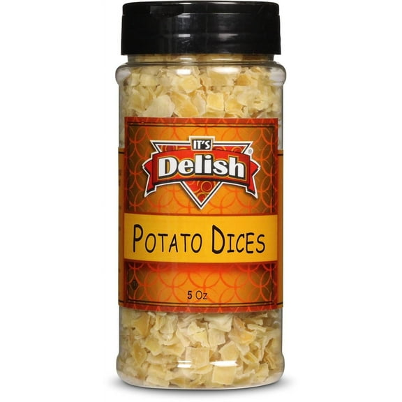 Gourmet Dehydrated Potato Dices by Its Delish, 5 Oz Medium Jar  Natural Raw Dried Potato Chopped Cubes  Great for Recipes, Camping, Emergency Food Supply, Stews, Soups  Soak & Cook  Vegan, Kosher