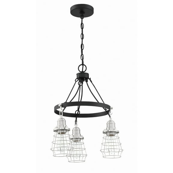 50623-FBBNK Craftmade Lighting Thatcher - 3 Light Cage Down Chandelier In Transitional/Modern and Contemporary Style-21.5 Inches Tall and 18 Inches