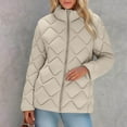 thumbnail image 2 of Hueook Sherpa Jacket Women Peacoat Womens Coat Women's Casual Fashion Solid Color Fall/Winter Zipper Long Sleeved Parkas Coat Tops Khaki 3X, 2 of 8