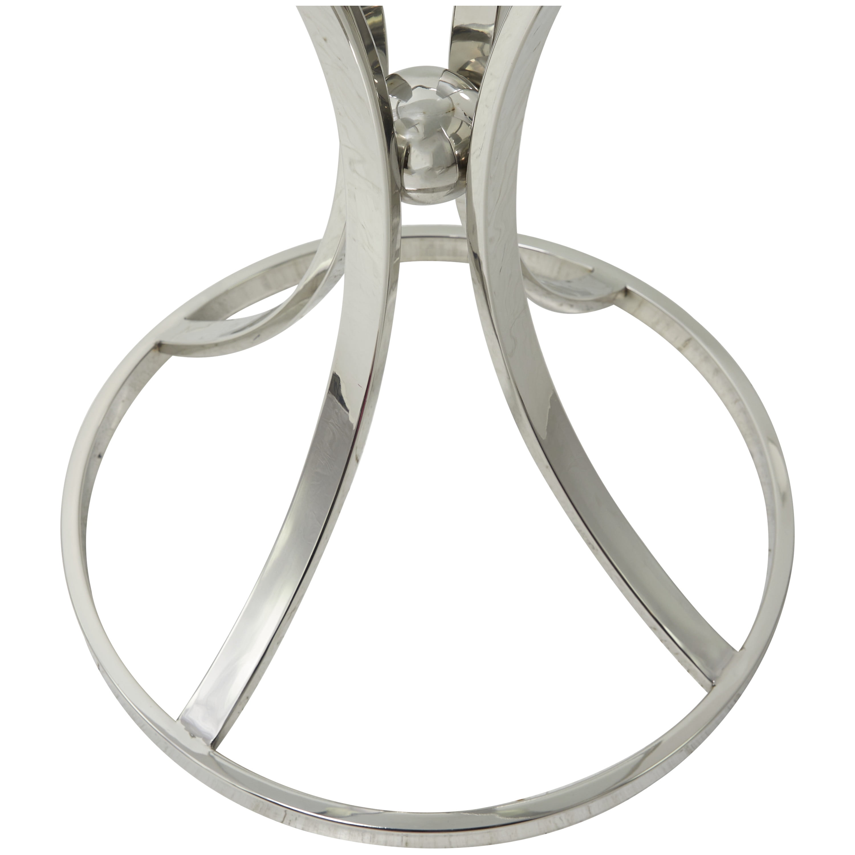 DecMode 18" x 25" Silver Stainless Steel Hourglass Shaped Stand Accent Table with Clear Glass Top, 1-Piece