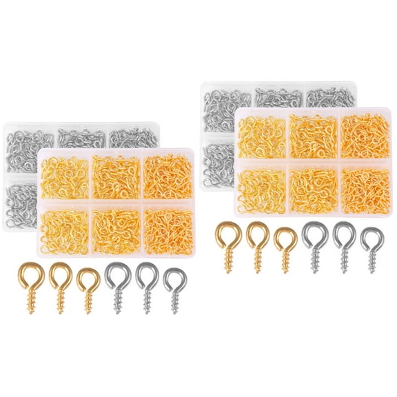 HOMEMAXS 4 Boxes  of Professional Screw Eye Spike Pendant Making Threaded Hook Jewelry Eye Screw