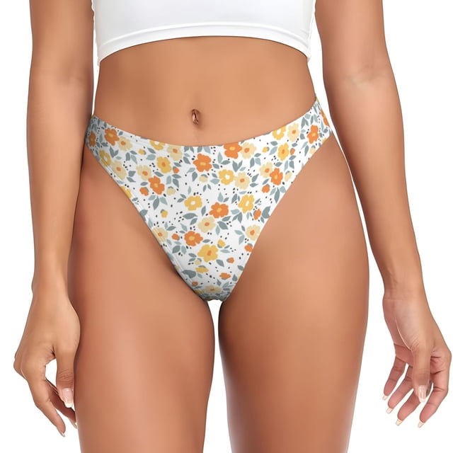 Fotbe Floral1 Tanga Sin Costuras para Mujer con Estampado – Panties Invisibles, Transpirables y Cómodos para Uso Diario-X-Small