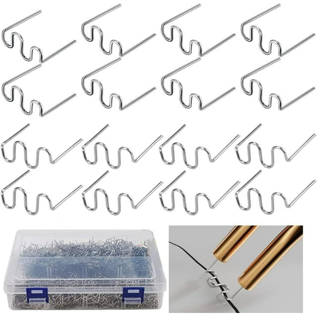HUGFEGWE Agrafes de Soudure en Plastique 1000 Pcs, 2 Types d'Agrafes Chaudes pour Décoration, Réparation Auto, Modélisation Architecturale, Fabrication de Jouets, Etc. AZ824-17142