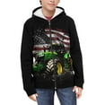 thumbnail image 3 of Uourmeti American Flag Tractor Kids Hooded Sweatshirt Long Sleeve Soft with Pockets Comfy Loose Athletic Wear for School Size 12-14, 3 of 7