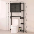 thumbnail image 2 of Bamboo Over the Toilet Storage Cabinet, 4-Tier Freestanding Bathroom Organizer with 2 Acrylic Doors, Toilet Paper Holder Hooks & Adjustable Shelves, Black, 2 of 10