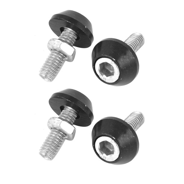 4 Pcs Silver Tone Black Hex Head Car Decorative License Plate Bolts