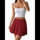 thumbnail image 2 of Faldas Plisadas para Mujer, Minifalda de Cintura Alta, Estilo o Tenis, Corte A, Estilo Animadora. Vino Tinto L, 2 of 7