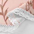 thumbnail image 3 of 60 Inch Round Tablecloth with White Lace Trim Fall Table Cover for Elegant Dining Decor Pink Flowers, 3 of 8