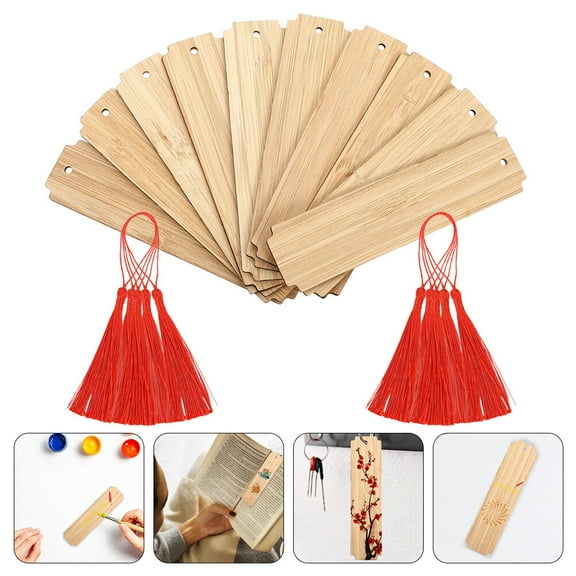 WHAMVOX 10 Wooden Blank Bookmarks for DIY Page Markers Perfect for Readers Students and Gifts Beige