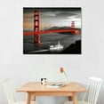 thumbnail image 2 of JRXY Black and White Red Canvas Paintings Golden Gate Bridge San Francisco Wall Art Modern Home Decor for Living Room Office, Ready to Hang 20x16in, 2 of 4