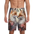 thumbnail image 1 of Balery Romantic Flower Fox Pantalones cortos de pijama de punto de algodón para hombre con cinturilla y bolsillos-4X-Large, 1 of 6