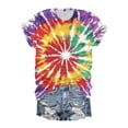 thumbnail image 2 of Uootdi Short Sleeve Tops for Women Crew Neck Tie Dye Pattern Tees Daily Relaxed Blouses Gift, 2 of 6