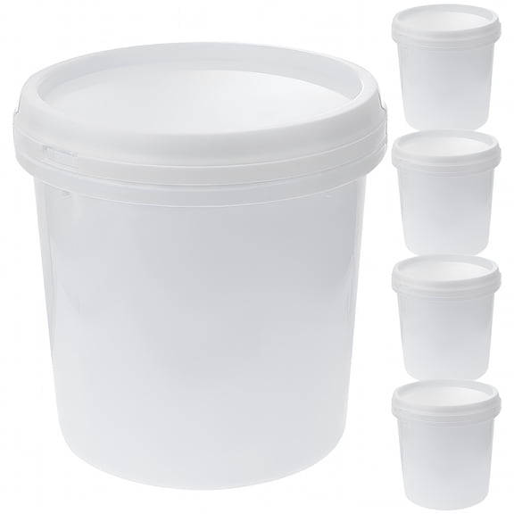 ACDANC 5 Pack Food Grade Plastic Buckets with Lids 34oz White Bucket with Handle