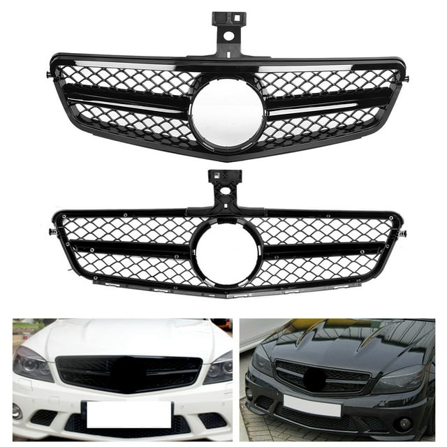 Bumper Grille, Car Black Front Bumper Grille For Fits For C-Class W204 2008-2014
