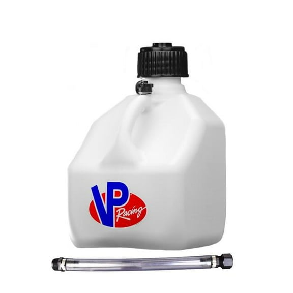 3 gal Square Motorsports Jug with Hose, White