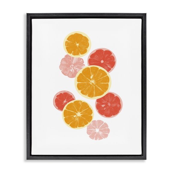 Stupell Industries Farmhouse Mixed Citrus Fruit Slices Casual Summer Kitchen Black Floating Frame Canvas Art, 17 x 21, by Emma Caroline