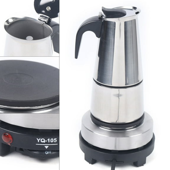 110V Stainless Steel Stovetop Moka Pot,Espresso Maker,Stovetop Coffee Machine Moka Pot Coffee Pot for Home Office use (6Cup（300ml）)