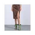thumbnail image 4 of BLISSFUL STEP Women's Satin Lace Up Chunky High Heel Sandals Dark Green 8, 4 of 8