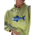 thumbnail image 3 of Suéter de Cuello Redondo de Punto Acanalado con Estampado de Peces Y2K de Gran Tamaño para Mujer Verde M, 3 of 8