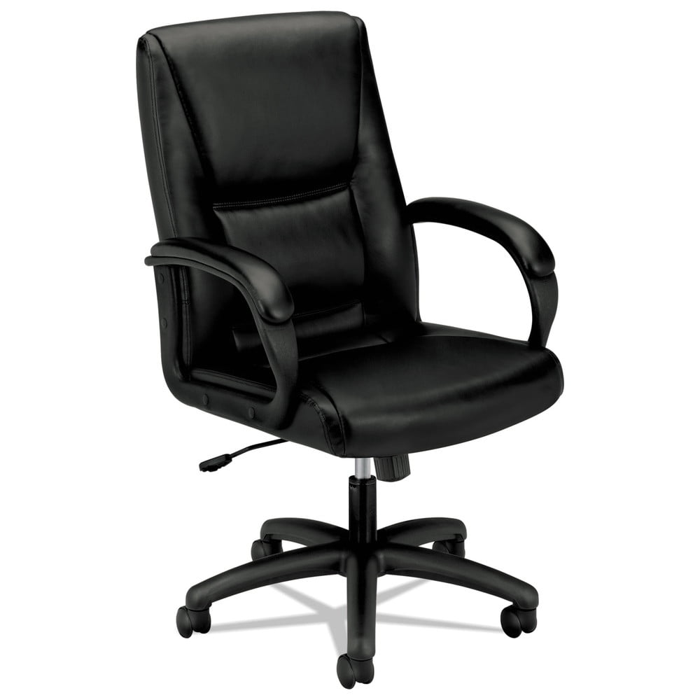 basyx VL161 Series Executive Mid-Back Office Chair, Black Leather