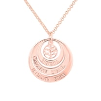 Personalized Planet Women's Engraved Nesting Circles with Tree of Life Necklace