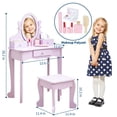 thumbnail image 5 of Bingirl Wooden Vanity Set with Mirror and Stool - Princess Makeup Dressing Table for Pretend Play, 5 of 5