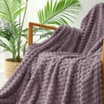 thumbnail image 4 of Exclusivo Mezcla Twin Size Soft Fleece Blanket, 60"x80" Stylish Jacquard Velvet Blanket for Bed, Cozy Soft Lightweight for All Season, Grayish Purple, 4 of 10