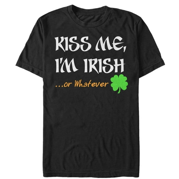 Men's Lost Gods Kiss Me I'm Irish or Whatever  Graphic Tee Black 2X Large