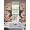 thumbnail image 2 of Western Texas Star Barn Sheer Curtains 2 Panels Set Rustic Brown Wood Grain Sheer Window Curtains Light Filtering Rod Pocket Voile Drapes for Bedroom Living Room 52"X72", 2 of 8