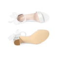 thumbnail image 5 of BLISSFUL STEP Edition Women's Satin Floral Print Block Heel Sandals White 7, 5 of 8