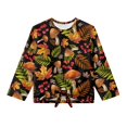 thumbnail image 4 of Xoenoiee Mushroom Berry Maple Leaves Print Long Sleeve Shirts for Girls Thanksgiving Crewneck T-Shirts Kids Soft Long Sleeve Tees Top Twist Knot T Shirts Tie Front Blouses, 9-10 Year, 4 of 7