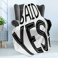 thumbnail image 4 of Engagement Party Soft Flannel Fleece Blanket, I Said Yes Words Happiness Striped Letters Announcement Artwork Print, Cozy Plush for Indoor and Outdoor Use, 70" x 90", Black and White, by Ambesonne, 4 of 5