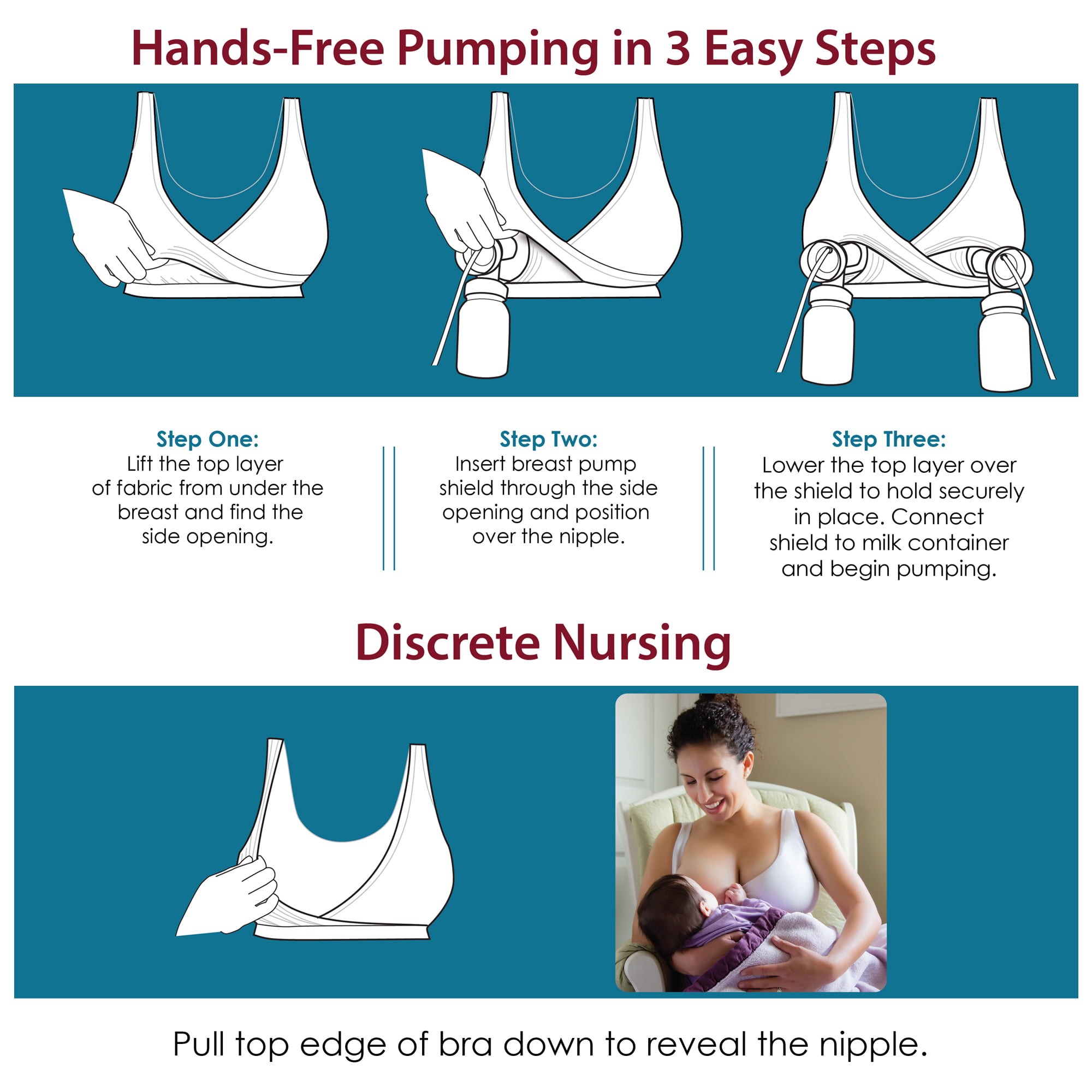 Rumina'S Pump&Nurse Racerback All-In-One Nursing Bra For Maternity, Nursing  With Built In Hands-Free Pumping Bra
