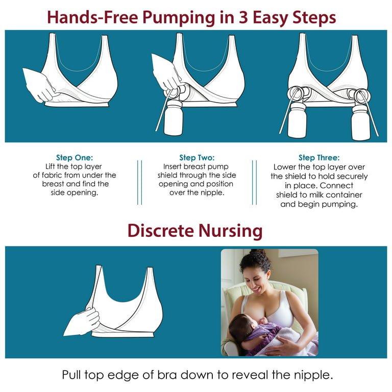 iLoveSIA Hands Free Pumping Nursing Bra Breast Feeding Bra 2-in-1