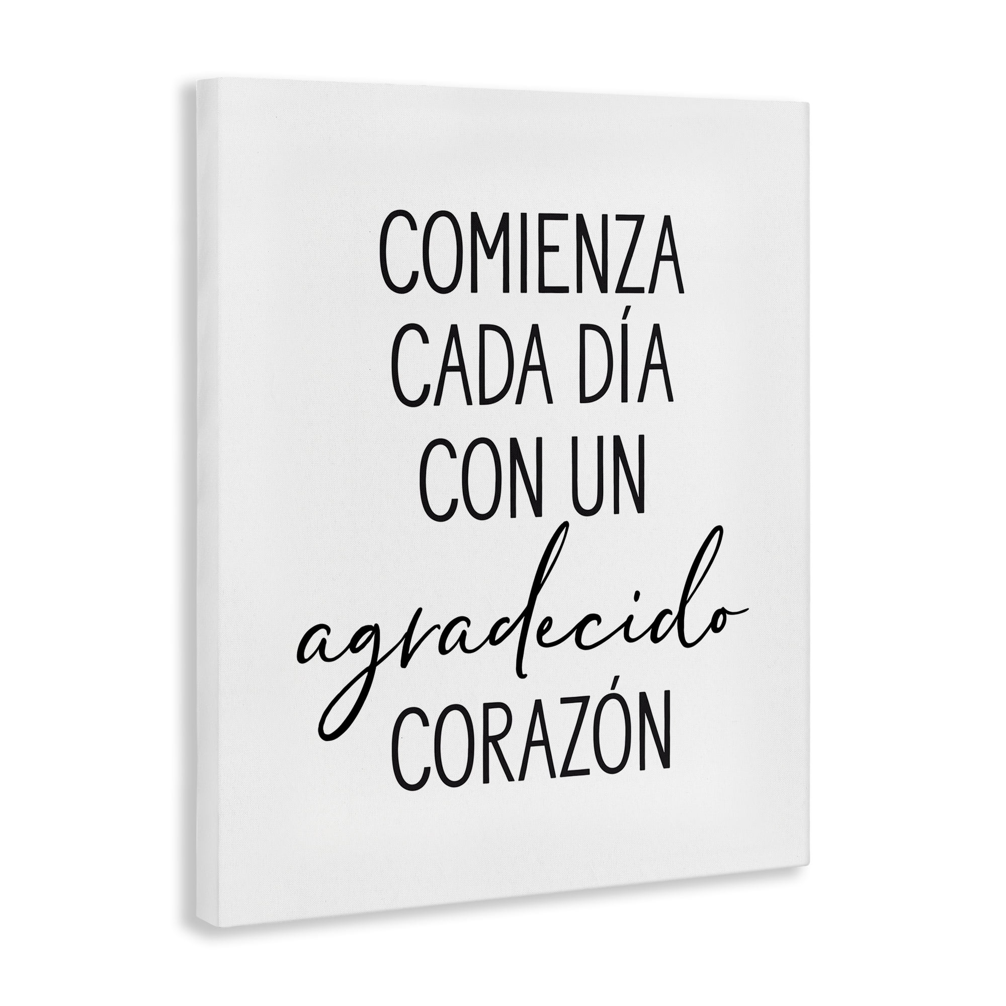 Stupell Industries Con Un Agradecido Corazón Inspirational Quotes & Sayings Painting Wrapped Canvas Art Print Wall Art, 24 x 30