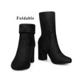 thumbnail image 6 of BLISSFUL STEP Women's Rounded Toe Block Heel Foldable Ankle Boots, 6 of 6