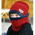 thumbnail image 6 of Baumaty 2Pcs Kids Winter Knitted Hats+Scarf Set Warm Fleece Lining Cap for 5-14 Year Old Boys Girls (Wine Red), 6 of 13