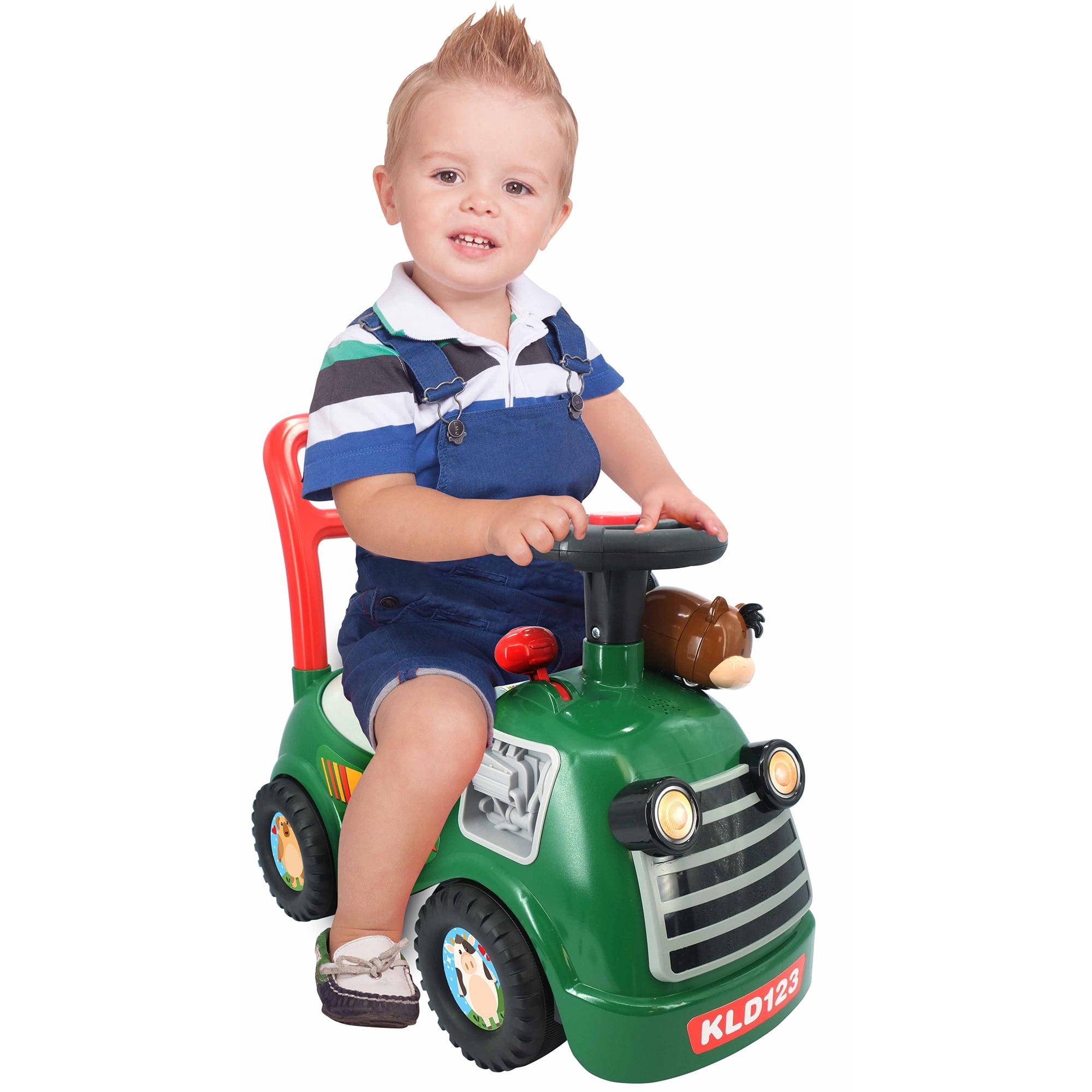 Kiddieland: My First Ride-On - Farm Tracker - Lights & Sounds Foot-To-Floor Vehicle, Toy Zoom Horse, Storage Seat, Push-Pull Handle, Toddlers 12-36mo