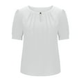 thumbnail image 3 of Mittory Womens Dressy Casual Tops Keyhole Business Work Blouses Pleated Puff Sleeve Summer Shirts, 3 of 6