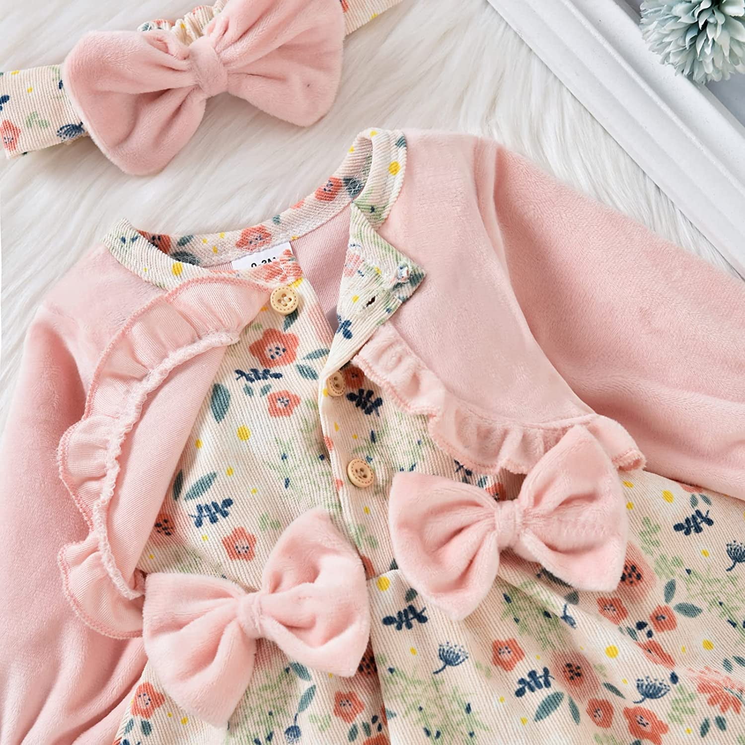 Conjunto de cardigã oco com cordões feminino, roupas kawaii doce, rosa,  flores, laço, botões de pérola, malha, vestidos com várias peças