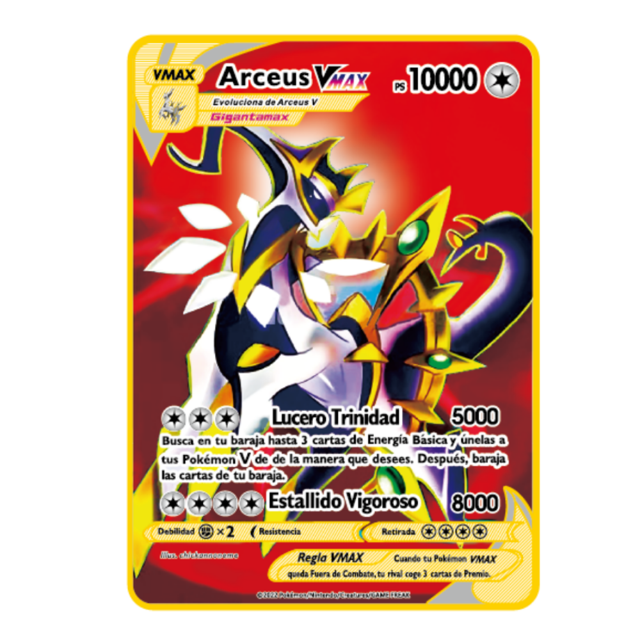 Arceus-tarjeta de monstruo de bolsillo Vmax Gx, carta de Pokémon de metal y hierro español, regalo para niños, colección de juegos, 2023, nuevo, 10000