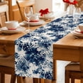 thumbnail image 5 of Blue Tie-dye Cotton Linen Table Runner for Dining Kitchen, Vintage Rustic Abstract Painting Art Wedding Outdoor Party Tablerunners Decoration, Dresser Scarf Coffee Tablecloth Runners 13x108 Inches, 5 of 9