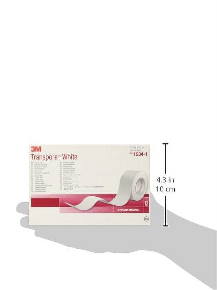 3M Medical Tape Transpore White Water Resistant Plastic 1" X 10 Yard White NonSterile, 12 ea